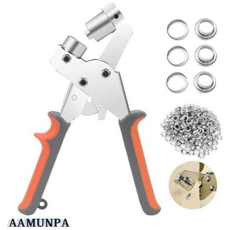 Pinces à oeillets,kit professionnel de perage à oeillets,100 pièces (diamètre intérieur 10.5 mm) pinces de montage à oeillets métalliques pour bache de rideau en cuir tissu PVC cisea