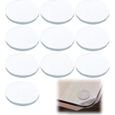 Ventouses pour plaques de Verre Lot de 10 Coussins Non-Adhésifs Transparent Ronds en Silicone Séparateurs pour Plateau en Verre Butoirs de Poignée de Porte en Caoutchouc Auto-Adhésif