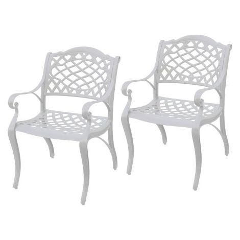 Coppia di Sedie Bianco in alluminio pressofuso verniciato - 64x67 - H.88 cm