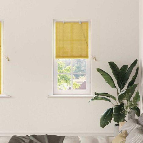 Rollo mit Vorhängen Gelb 60 x 160 cm Bambus