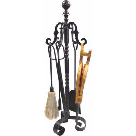 FPLUS juego chimenea 5 pzas. 10092 , Juego de 5 piezas de 68 cms. de alto bola negra
