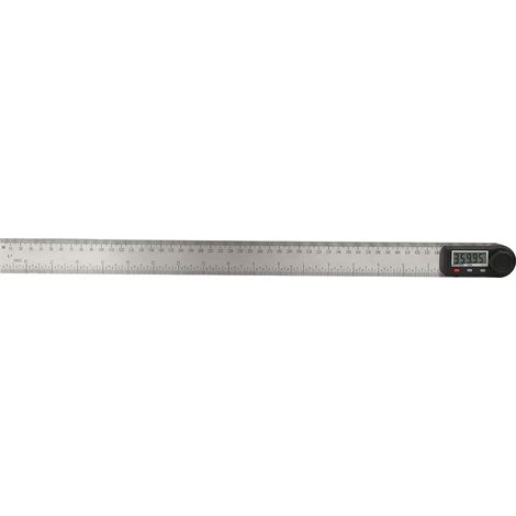 Supporto angolare con pulsante di bloccaggio, scala chiara, acciaio inossidabile per misurazioni precise, tasti multifunzione per la memorizzazione dei dati. Righello digitale con intervallo 0-360.