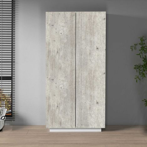 WHOUS Armadio multiuso Easy a 2 ante bianco opaco e cemento 79,20x38x166 cm
