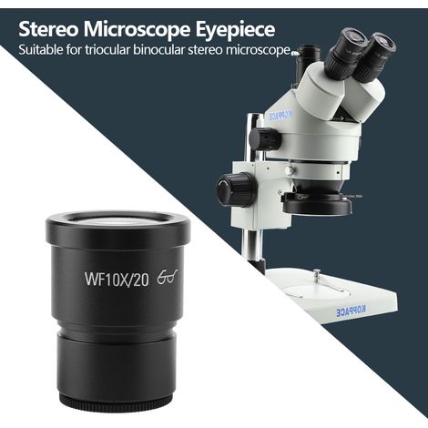 1 oculaire de microscope stéréo grand champ WF10X/20, diamètre de montage 30 mm, pour microscope stéréo binoculaire trioculaire. (1/5)