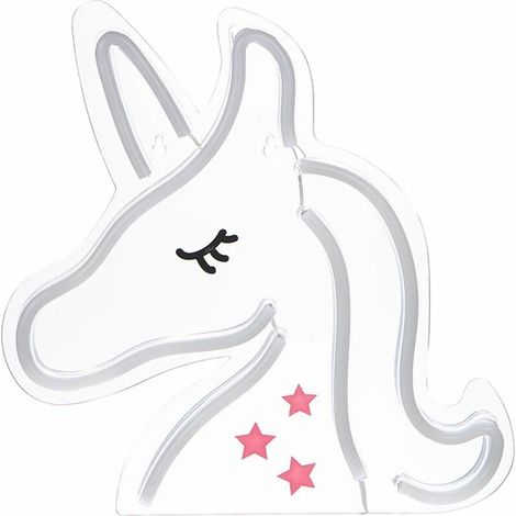 Neon-Einhorn 32 cm – Steckdose und Ein-/Ausschalter inklusive LED-Neon zur Kinderzimmerdekoration – LED-Einhorn-Neonlampe am Netz mit Schalter