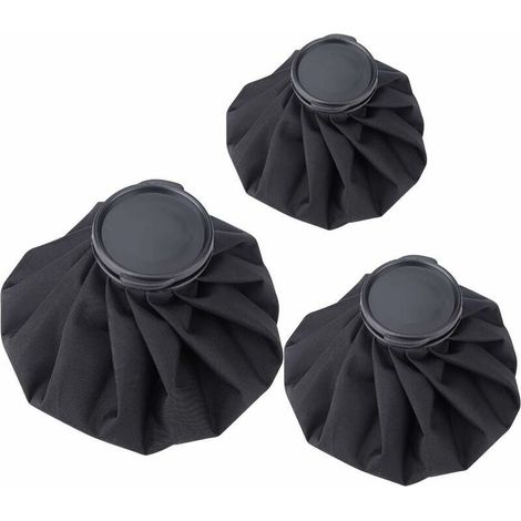 Sac De Glace. [15Cm. 22Cm. 27Cm] Réutilisable Chaud Froid Poche Glace Pour Tête. Dos. Cou. Paule. Taille. Jambe. Genou. Blessures Sportives Soulagement Douleur. le noir . 3 Unité