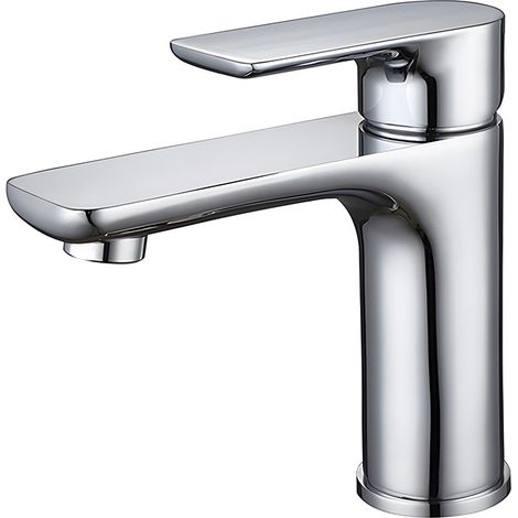 Lavabo de salle de bain en acier inoxydable argenté, mitigeur thermostatique monotrou, lavabo à poser, robinet mitigeur en céramique 15,8 (1/5)