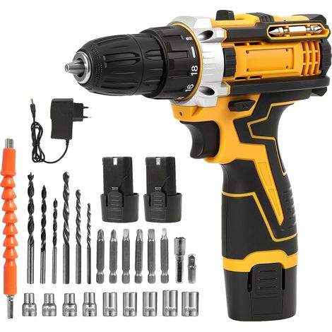 Taladro de impacto inalámbrico de alto par con 2 baterías. (1/2)