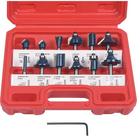 Mèches de toupie, 12pcs mèches de toupie à fente droite, jeu de mèches de toupie en bois Outil de travail du bois Outil de travail du bois (boîtier en plastique) - RW (1/5)