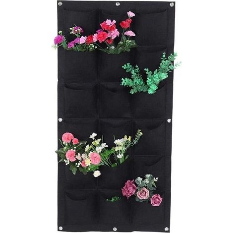 Filiyano-Jardin suspendu, jardinière de poche, étanche, fixation murale, grille noire à douze compartiments (1/4)