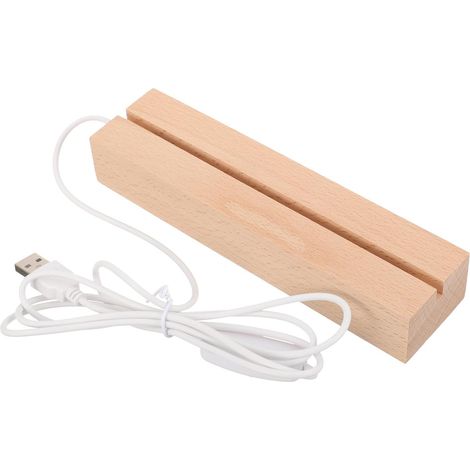 Socle Lumineux Rectangulaire à LED en Bois pour Verre et Acrylique, Effet Décoratif Alimentation Usb, pour Vitrines et Toute Pièce (1/5)