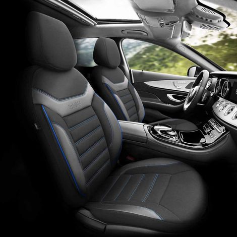 Ensemble de housses de siège auto OTOM INDIVIDUAL 203 NOIR/BLEU 3 FERMETURES ÉCLAIR (1/5)