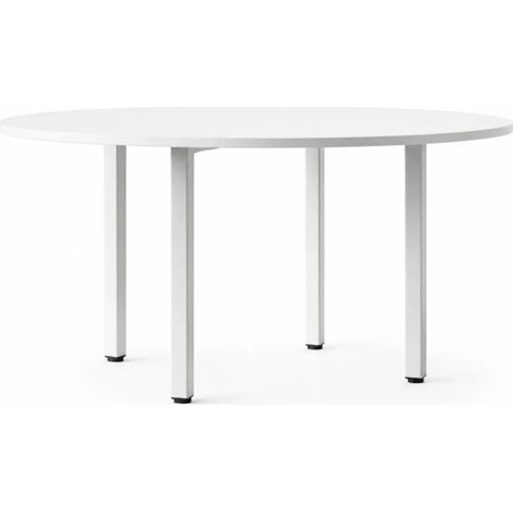 Tavolo Rotondo Leccino 90x90 con Gambe Regolabili in Altezza – Bianco e Alluminio (1/5)