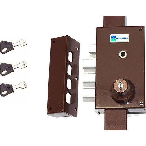 Serrure 3 Points Mottura 448 A2P1 Etoile Marron Agréé assurances Avec 3 clés a Pompe Incrochetables Gauche (1/2)