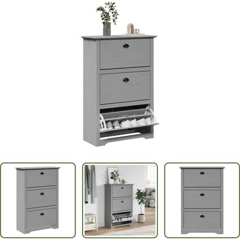 vidaXL Holzschrank - Schuhregal BODO Grau 80x35x118 cm (1/5)