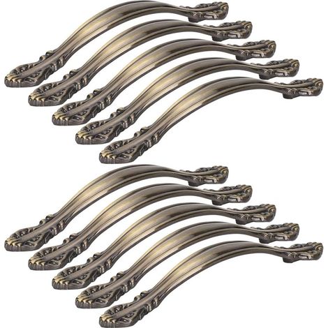 Jiawu Lot de 10 poignées meuble couleur bronze, tiroir en alliage (1/4)