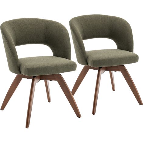 Pack de 2 sillas de madera oscura y tejido bouclé verde caqui HOLLY (1/5)