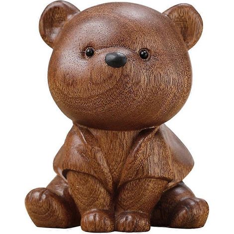 Figurines d'ours de luxe en bois massif, sculptures miniatures gravées (1/5)