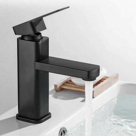 Moderne, mattschwarze Badezimmerarmatur, elegante Designer-Waschtischarmatur, Mischbatterie mit abnehmbarem Luftsprudler