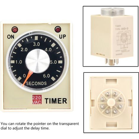 Relais temporisé retard à la mise sous tension AH3-3 minuterie 220V AC 50/60Hz (6S) (1/5)