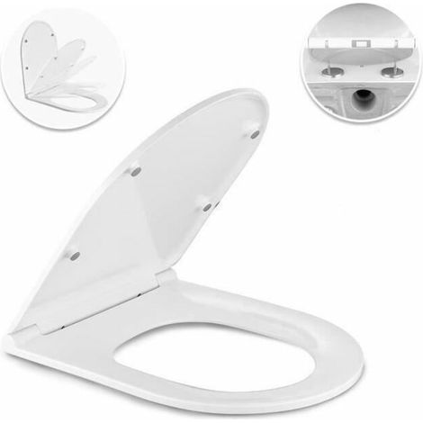 Abattant WC Soft Close Siège de Toilette avec Fermeture en Douceur Frein de Chute Dégagement Lunette Toilette Charnière Réglable (1/5)