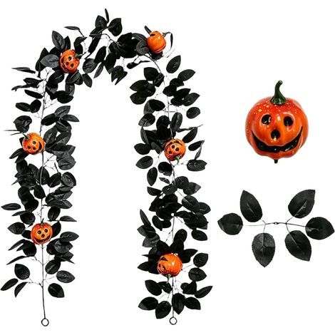 Guirlande de roses artificielles et baies avec feuilles noires, décoration florale gothique pour Halloween, automne, mariage, fête, maison, intérieur et extérieur (1/5)