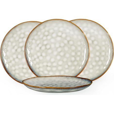 Set de 4 assiettes creuses en grès beige – 28 cm