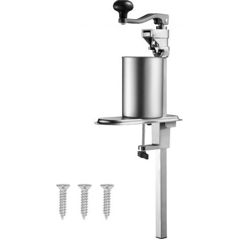 Abrelatas Duradero Manual de Sobremesa para Latas de hasta 30 cm de Altura, Altura Ajustable, con Tornillos y Abrazadera de Mesa, para Restaurantes y Hoteles, 253 x 113 x 742 mm, Plata (1/5)