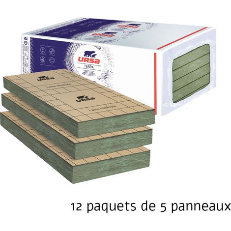 Ursa – Lot de 12 panneaux laine de verre 4.05 m² – Ep. 120 mm – R 3.75 – Revêtement kraft pour isolation thermique (1/2)