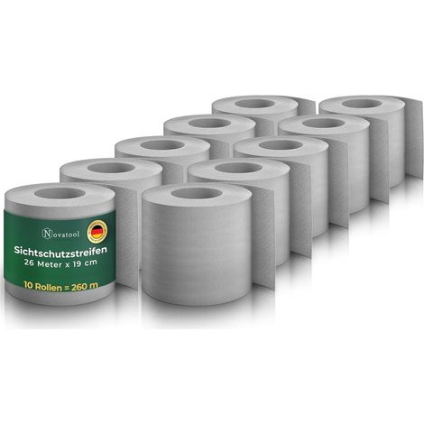 Rouleaux de brise-vue pour clôture Novatool PP 260 m gris pour clôture à double tige pour 100 rangées de bandes de brise-vue pour clôture en maille