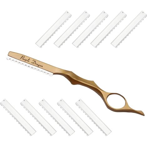 Hair Razor - Cutting, Thinning and Texturing Tool - Stainless Steel, Ergonomic, Ideal for Salon and Home - Hair Styling Razor with 10 Replaceable Blades (1/5)