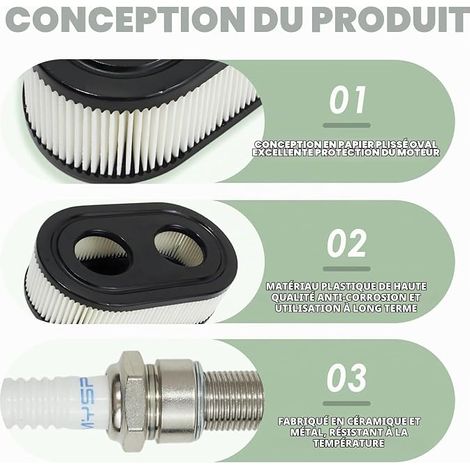 Air Filters + Spark Plug for 798339 798452  Filters Spare Lawn Mower Spark Plug for 593260 093000er 550E 550EX Eco-Plus 575EX (1/4)