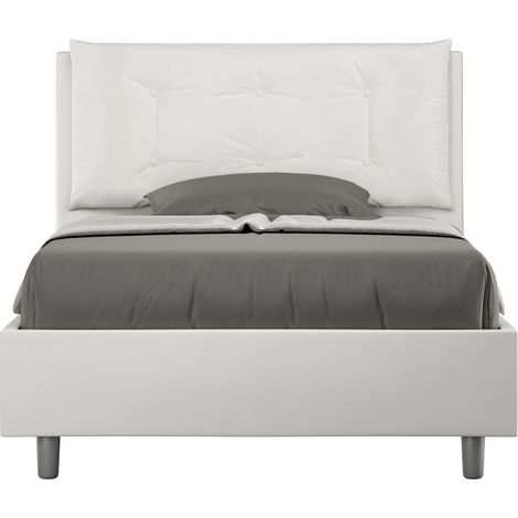 Letto 1 Piazza E Mezzo 120x190 cm Senza Rete Imbottito in Similpelle Annalisa Large Bianco (1/5)
