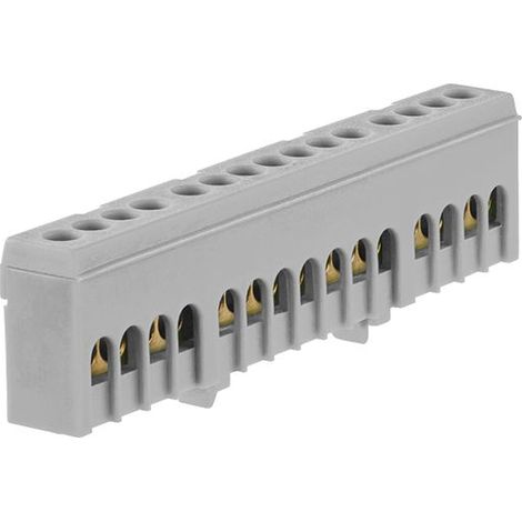 Bornier de phase isolé gris 15 bornes pour câble de 1,5 à 16mm² - rail DIN - MOREK