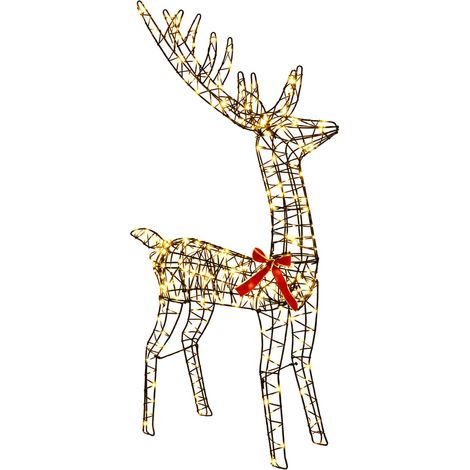Reno Navideño 3D LOVIISA 300 LED Blanco Cálido 70 x 26 x 128 cm vidaXL