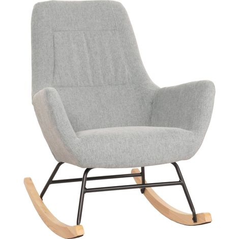 Fauteuil à bascule chaise de relaxation avec accoudoirs en bois métal et tissu gris-vert 040006907 (1/5)