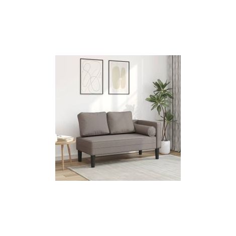Chaise longue avec coussins taupe tissu (1/5)