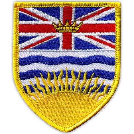 Parche con el escudo de armas de la Columbia Británica - Reverso autoadhesivo - Parche/insignia/emblema bordado