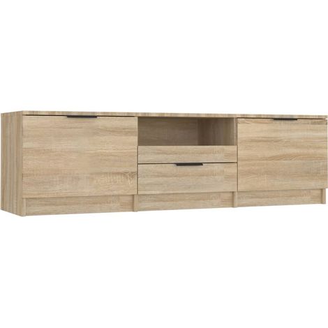 Mueble TV multimedia estantería para televisión buffet para televisión comedor salón dormitorio roble Sonoma 140 x 35 x 40 cm madera contrachapada marrón 020027475