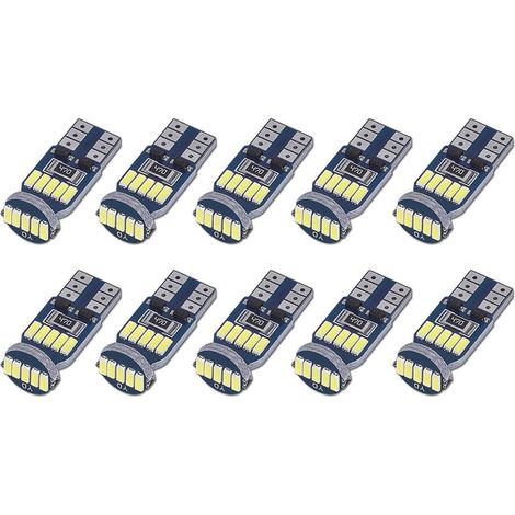 10 Pack T10 W5W LED Bulbs Canbus Error Free 15pcs SMD 4014 Car LED Lamps 194 168 2825 White 6000K for Interior Lighting, Trunk Lighting, License Plate, Parking Lights DC 12V (1/5)