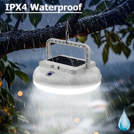 Lampe de tente de camping solaire rechargeable (3 modes), 4500 lm, étanche IPX4, 126 LED (1/5)