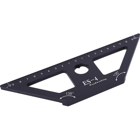 ES-4 Holzbearbeitungslineal 45° Aluminiumlegierung Anreißnadel Schreiner-Messwerkzeug Schwarz (1/5)