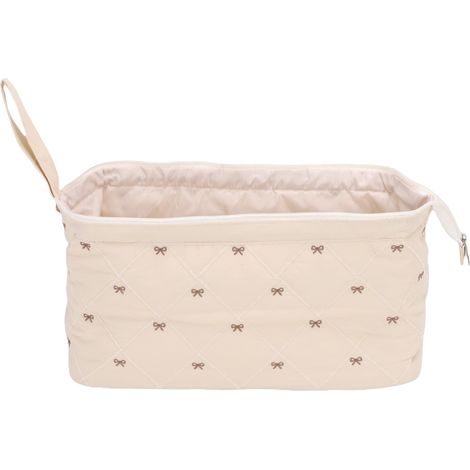 Étui de Voyage matelassé pour Outils de Cheveux, Sac de Rangement Imperméable pour Accessoires de Cheveux avec Cadre Robuste, pour Fers à Friser et Grands Outils de Coiffure (Beige avec nœud (1/5)