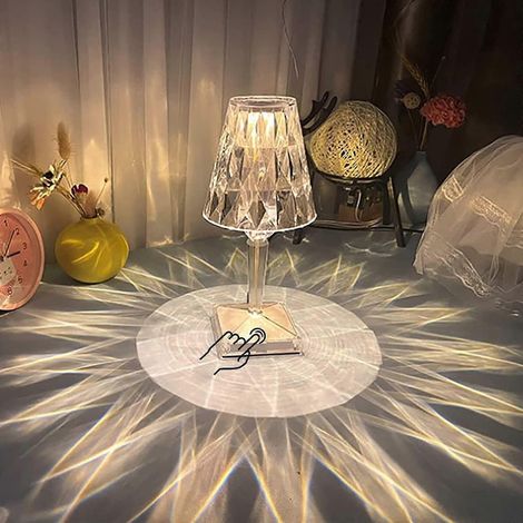 Kristall-Tischlampe mit dimmbarem Licht, USB-aufladbar, kleine Tischlampe für Schlafzimmer und Wohnzimmer, dekorative Nachttischlampe – das perfekte Geschenk für Mädchen (1/5)