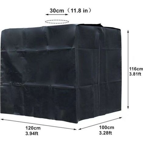 Bâche Réservoir d'eau IBC 1000 L Couverture Container Citerne Eau Pluie avec Fermeture éclair Coupe-Vent Anti-UV 210D Résistant à la Déchirure-Noir (1/4)