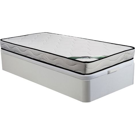 Set 90 x 190 cm Rete contenitore Bianco + Materasso schiuma e rivestimento bambù sp. 15 cm - KANANI di NATUREA (1/5)