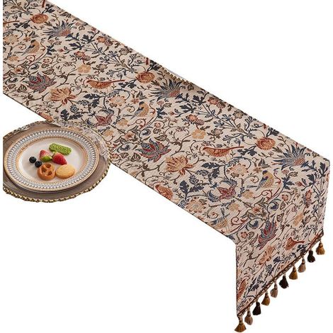 Nappe jacquard, pies tissées + franges de café pour les fêtes, les vacances, les banquets en plein air, décoration de mariage (33160cm) (1/5)