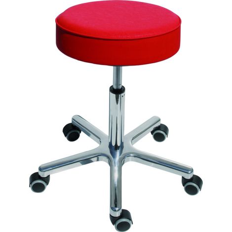STIER Tabouret pivotant à roulettes  hauteur d'assise 540-720 mm, similicuir rembourré rouge, forme ergonomique, réglage en hauteur, chaise d'atelier, tabouret d'atelier (1/4)