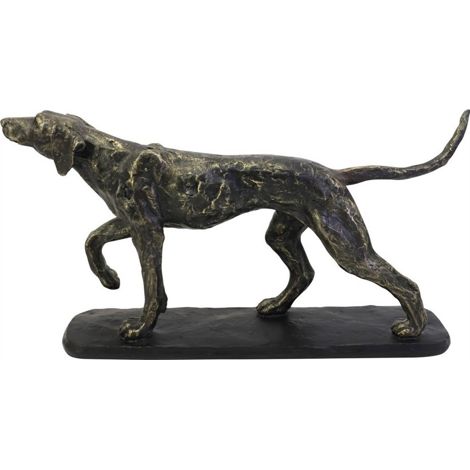 Hunter Dog Sculpture - Polyresin/Limestone - L10.4 x W50 x H25.2 cm - Bronze
