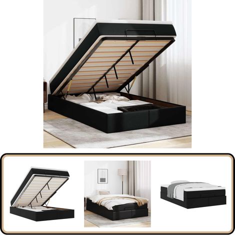 vidaXL Ottoman-Bett mit Matratze Schwarz 120x200 cm Kunstleder